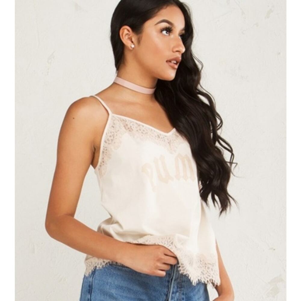 PUMA x Rihanna Fenty Lace Camisole Pink Sleeveless Top Women’s Medium
